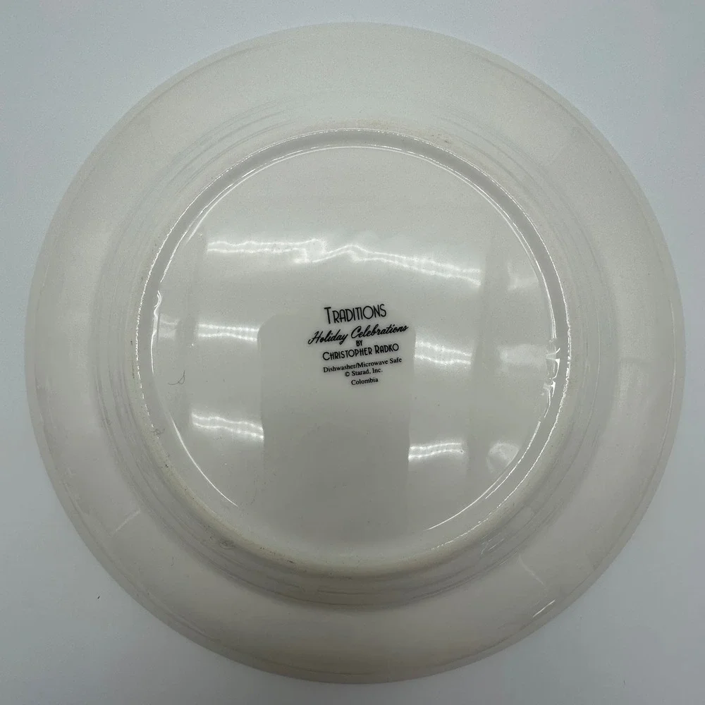 Christopher Radko Traditions Holiday Celebrations Salad Plates Set of 4 Ceramic